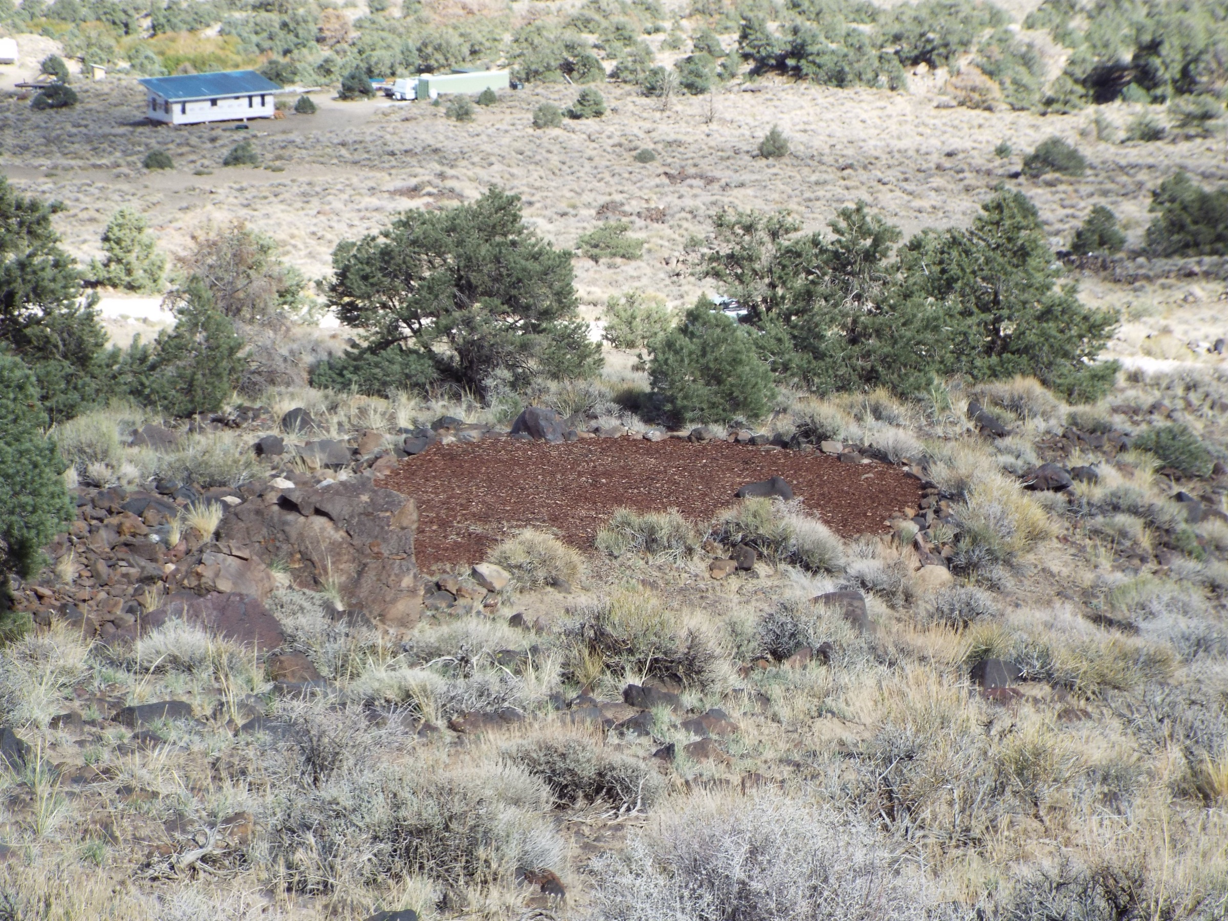 Tent pad with the home site just below it