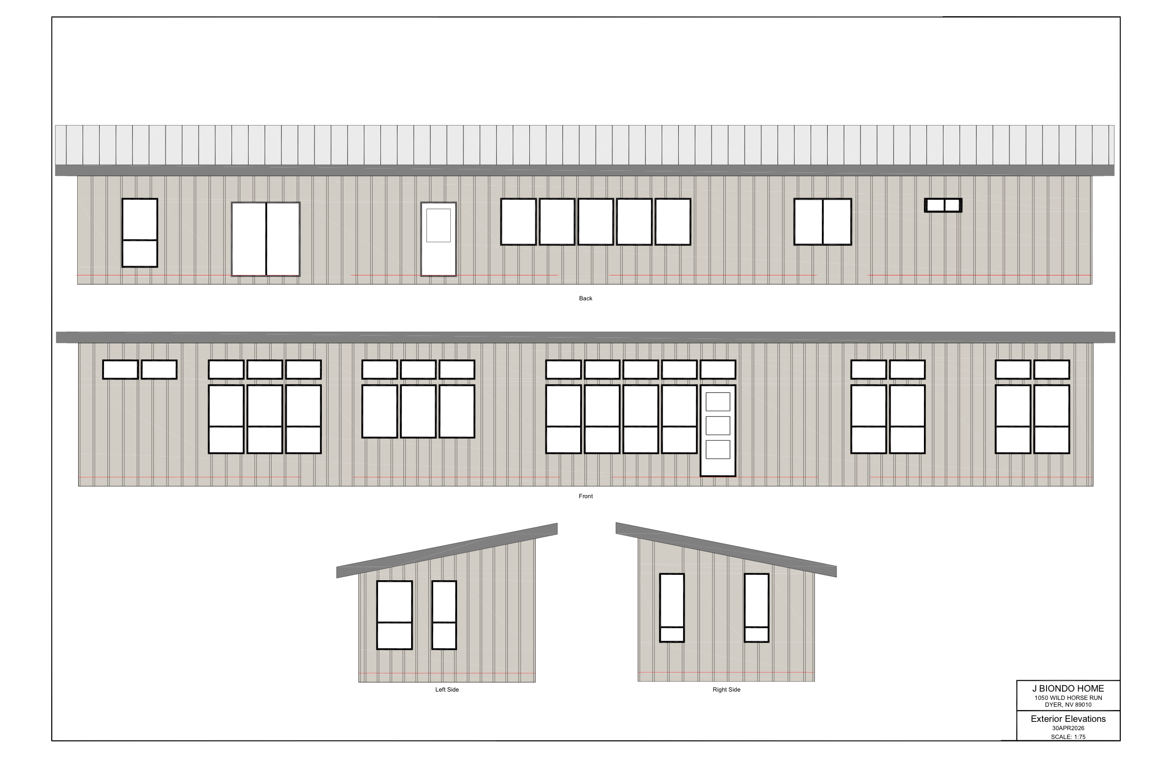 Exterior elevation drawings of the home